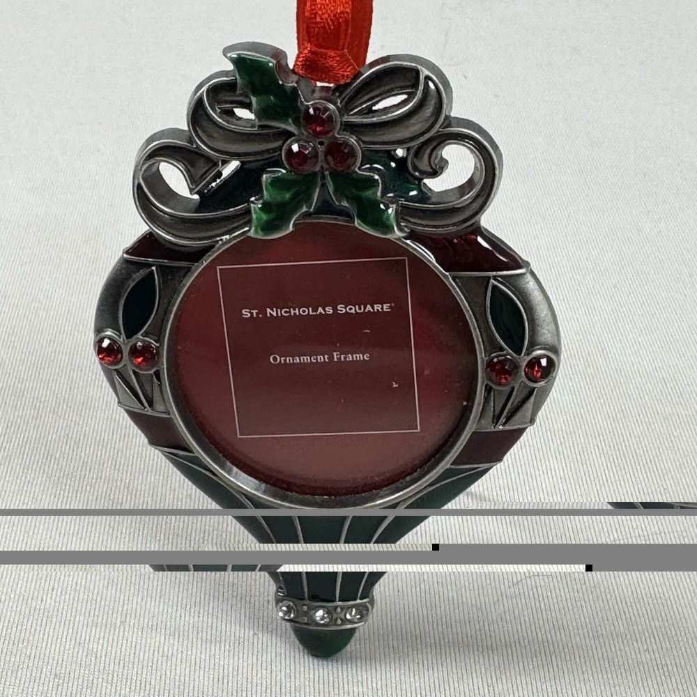 Metal 2.5X3.25" Rhinestone Ornament Frame Holds 1.5" Round Photo